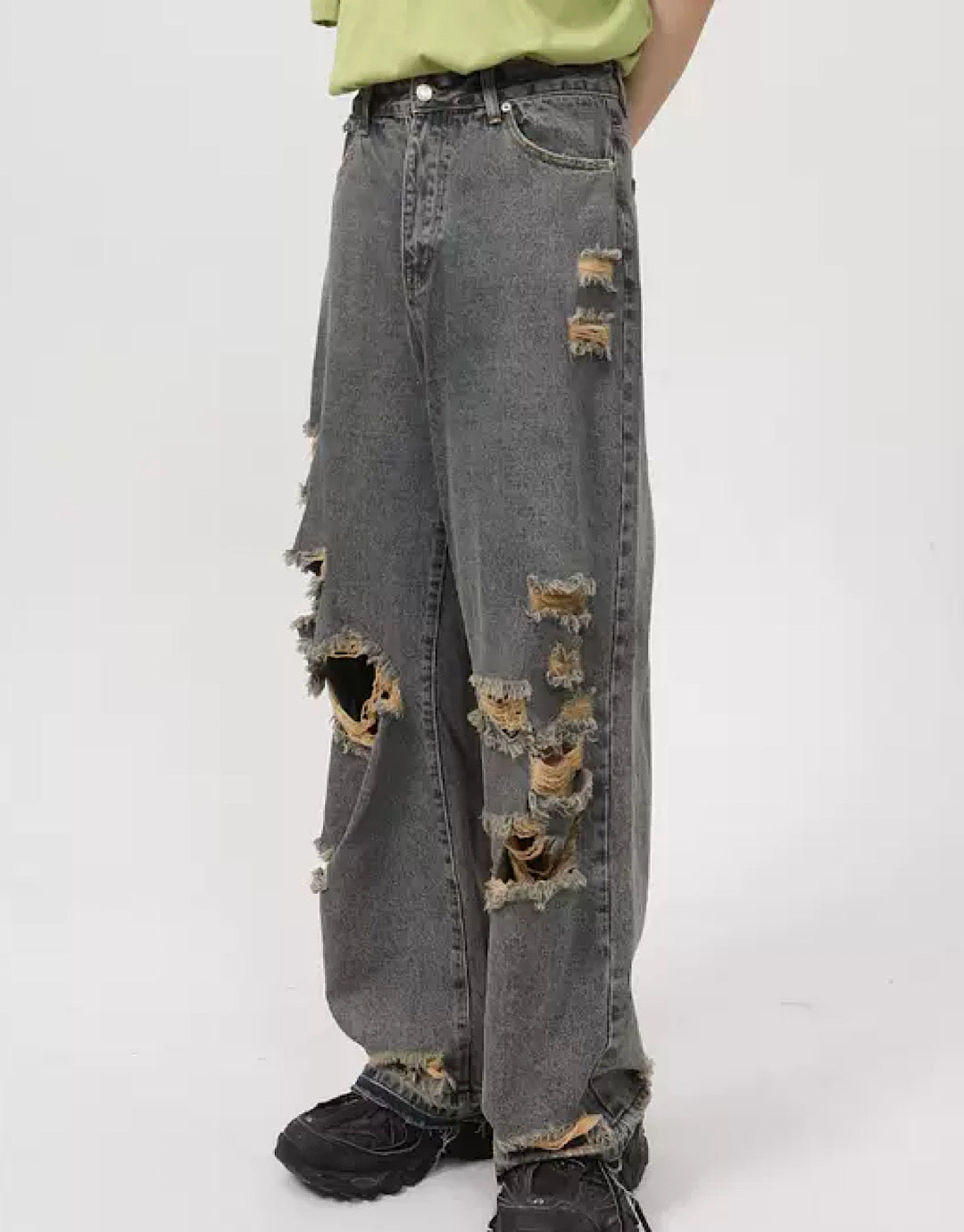 Punk Men's Damage Baggy Jeans