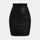 Solid Y2k faux leather ruffle skirt 