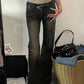 Dark Y2K Low Waist Flared Pants