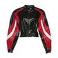 Rote Y2k Motorrad Jacke im Slim Fit mit Rundhalsausschnitt