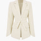Plain basic blazer with lapel collar and belt 