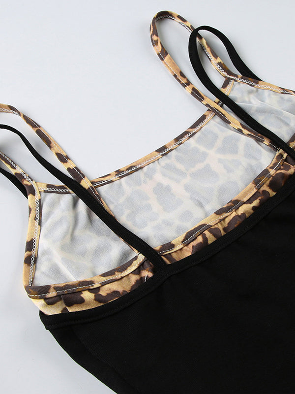 Y2k Leopard Print Two Piece Cami Top