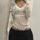 Vintage Ripped Slim Long Sleeve Knitted Sweater with V Neck