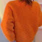 Einzelfarbiger Vintage Fuzzy Pullover