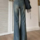 Blue vintage high waist flared jeans