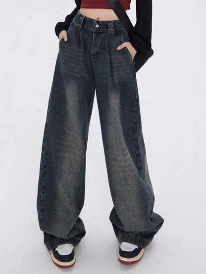 Dark Vintage Washed High Waist Boyfriend Jeans