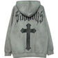 Hip Hop Despair Devil Initial Print Hoodie