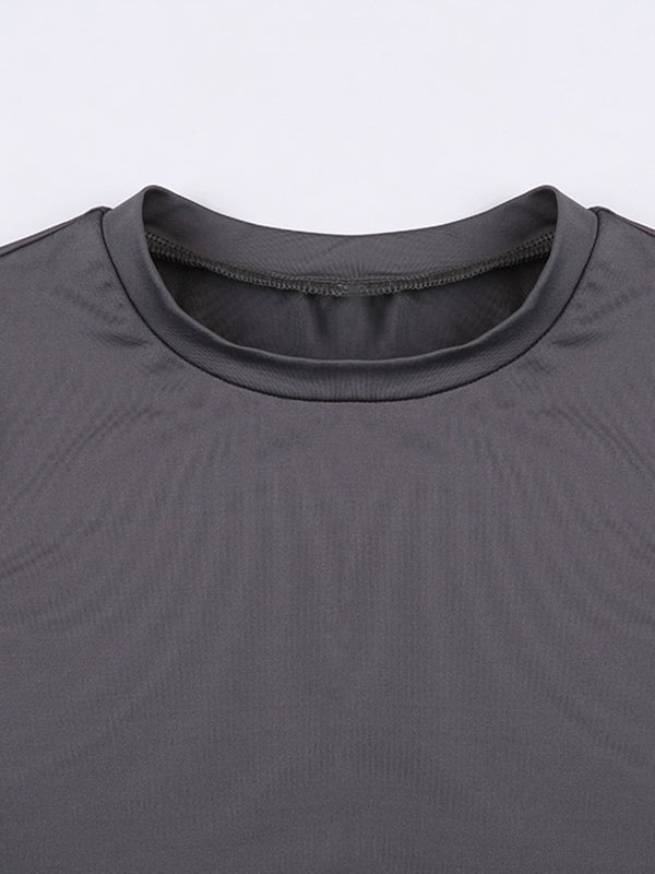 Grey classic round neck short sleeve t-shirt