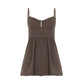 Brown vintage strap cami top with waist accentuation
