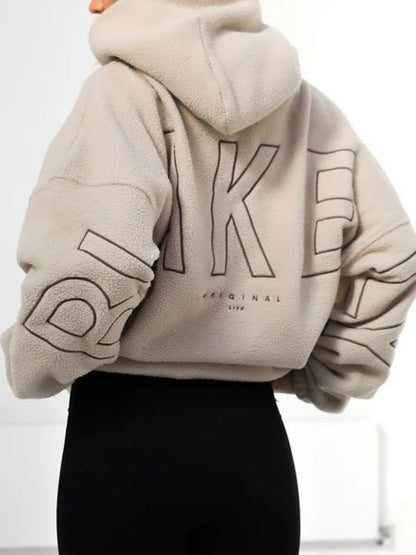 Solid 90s Letter Print Oversized Hoodie
