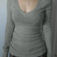 90s Gray Slim Fit Long Sleeve Knit Top