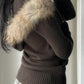 Single-colored vintage jacket with twist and fur stitch details