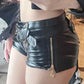 Dark Punk PU Leather Hollow Shorts