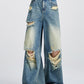 Vintage Baggy Hohe Taille Jeans mit Ripped-Design