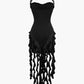 Ruffle Tassels Halter Bustier Mini Dress