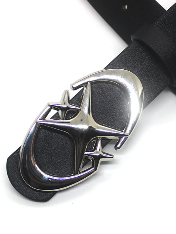 Black Y2K moon star buckle belt