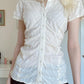 White Vintage Collar Short Sleeve Slim Fit Shirt