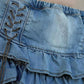 Blue Vintage Wrap High Rise Tiered Denim Mini Skirt