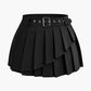 Buckle Layer Pleated Mini Skirt