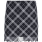 Blue Vintage Plaid Mesh Mini Skirt with Bow