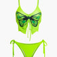 Y2K Butterfly Pattern Lace Up Bikini Set