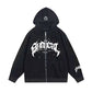 Multicolored Vintage Gothic Letter Print Oversized Hoodie