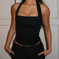 Solid Color Y2k Slim Fit Lace Halter Vest