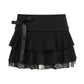 Black tiered mini skirt with lace bow