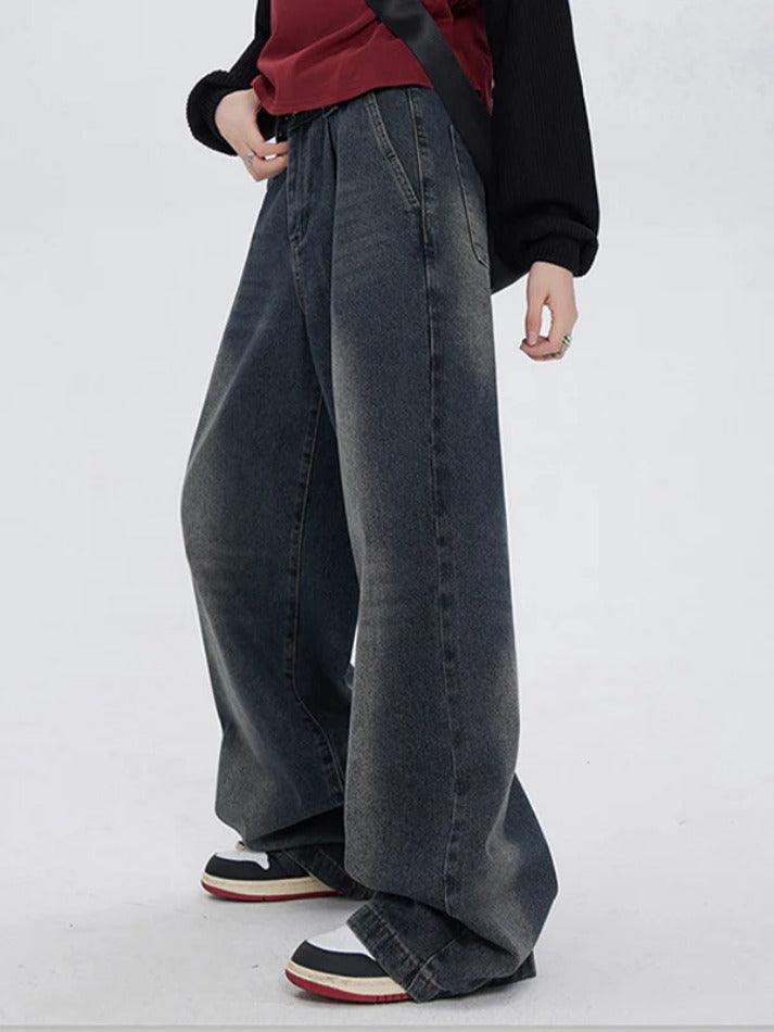 Dark Vintage Washed High Waist Boyfriend Jeans