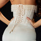 Solid Y2k Beaded Braided Eyelet Corset Midi Dress 