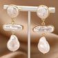 White Vintage Baroque Irregular Earring with Fake Pearls