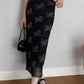 JY Black Vintage Bow Print Mesh Midi Skirt / Black Vintage Bow Print Mesh Midi Skirt