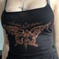 Black Y2K Butterfly Print Slim Fit Cami Top