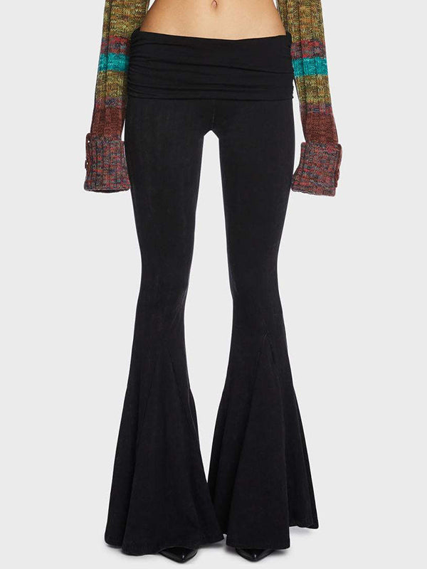 Black Vintage Mid Waist Flared Pants