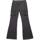 Flare cargo pants with high elasticity and flap pockets