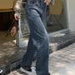 Blue vintage baggy boyfriend jeans with back print