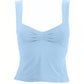 Macaron Colored Pleated Sleeveless Crop Tank Top with Side Slits