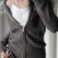 Single-colored vintage jacket with twist and fur stitch details