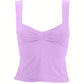 Macaron Colored Pleated Sleeveless Crop Tank Top with Side Slits