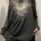 Classic Grey Sweatshirt with Niche Design and Vintage Rose