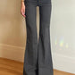 JY Dark Grey Vintage Pleated Flare Leg Pants