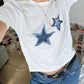 White Y2K star print short sleeve t-shirt