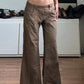 Brown vintage American low waist split flare jeans