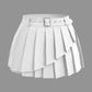 Buckle Layer Pleated Mini Skirt