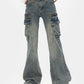 Retro Workwear Slim Version Cargo Flared Jeans