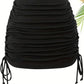 Black Vintage Side Tie Drawstring Mini Skirt