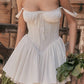 White French Sweet Lace Panel Pleated Dress