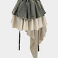 Vintage patchwork denim high waist skirt 