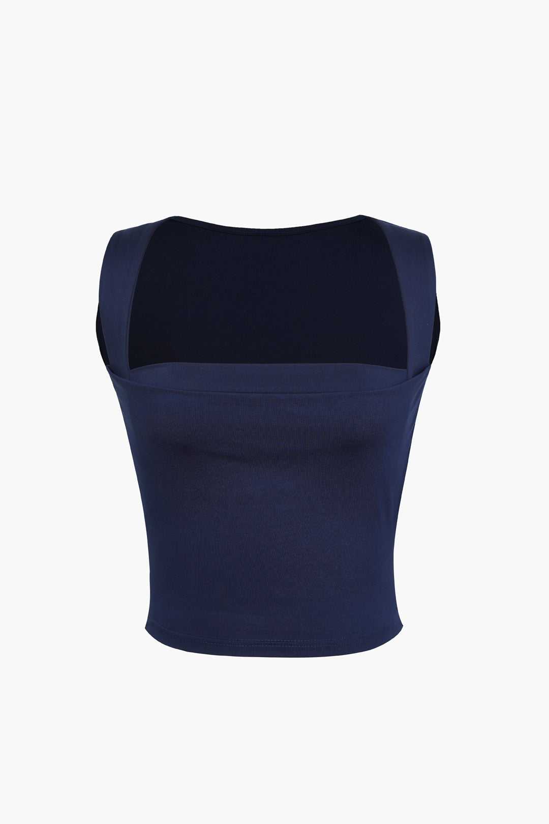 Navy Blue Y2K Square Neck Crop Tank Top