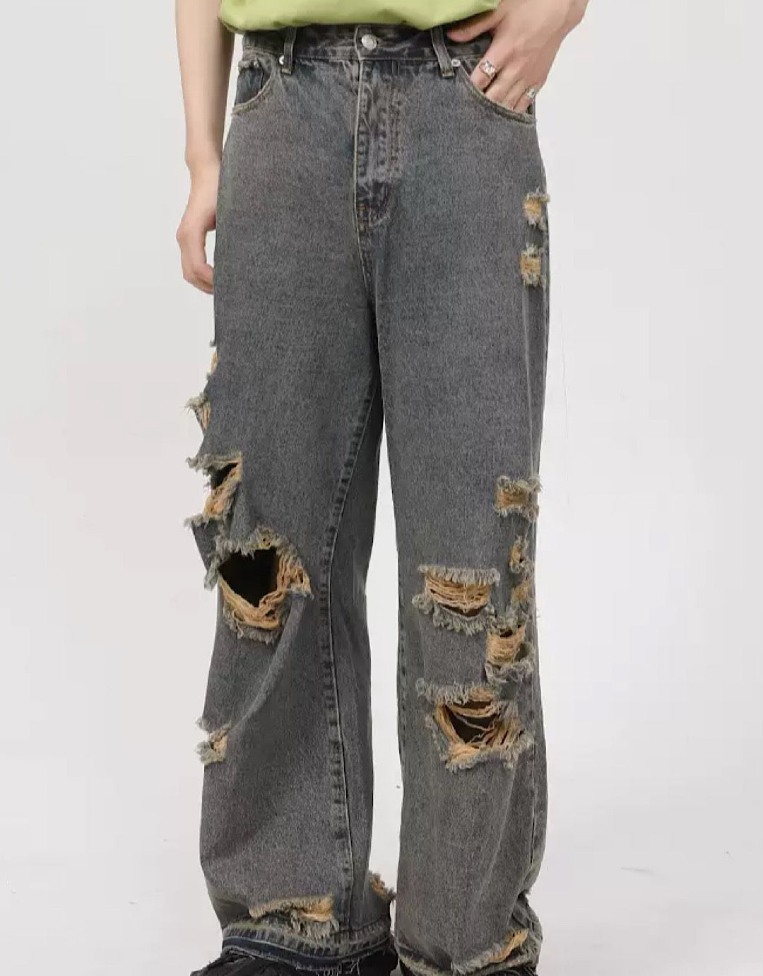 Punk Men's Damage Baggy Jeans